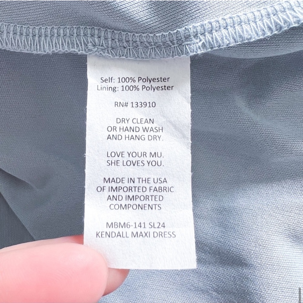 show me your mumu | kendall maxi bridesmaid dress steel blue chiffon small - Picture 8 of 8